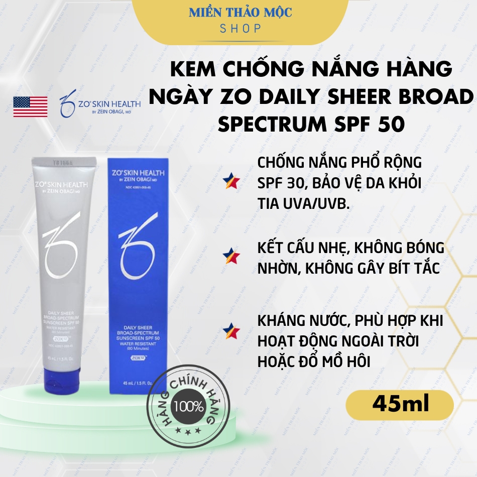 Kem chống nắng hàng ngày ZO DAILY SHEER BROAD SPECTRUM SPF 50 45ml