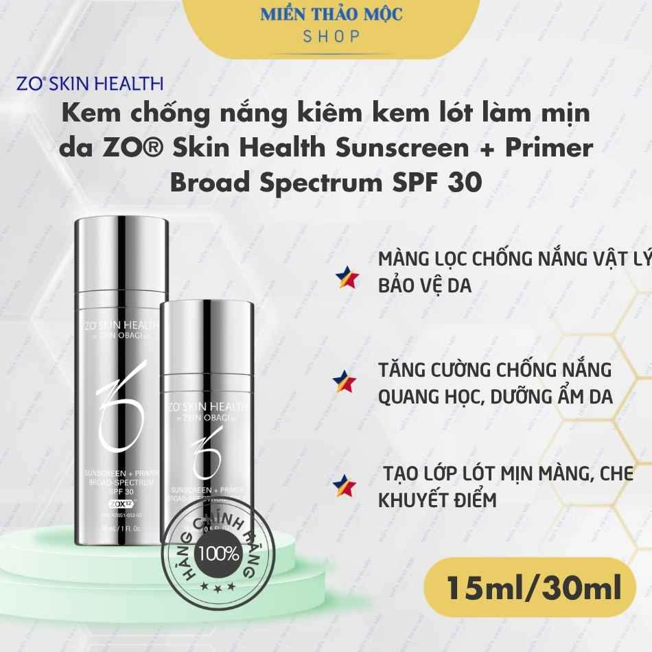 Kem chống nắng kiêm kem lót làm mịn da ZO® Skin Health Sunscreen + Primer Broad Spectrum SPF 30