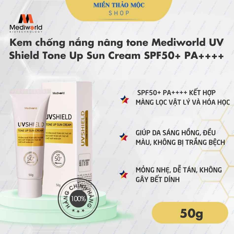 Kem chống nắng nâng tone Mediworld UV Shield Tone Up Sun Cream SPF50+ PA++++