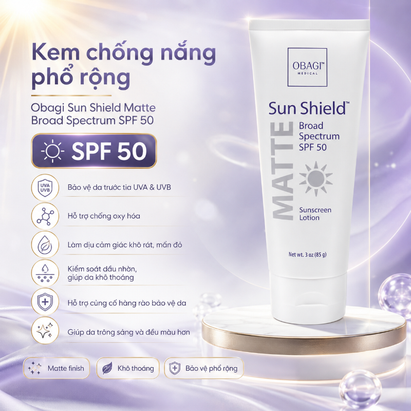 Kem chống nắng phổ rộng Obagi Sun Shield Matte Broad Spectrum SPF 50 85g