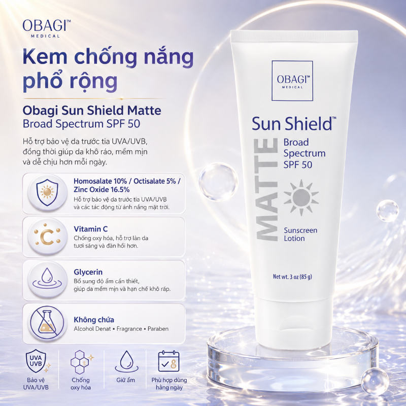 Kem chống nắng phổ rộng Obagi Sun Shield Matte Broad Spectrum SPF 50 85g