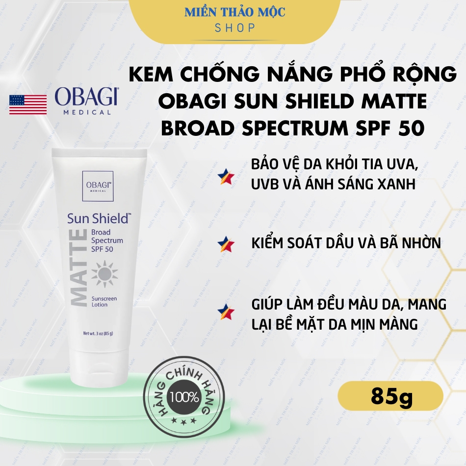 Kem chống nắng phổ rộng Obagi Sun Shield Matte Broad Spectrum SPF 50 85g