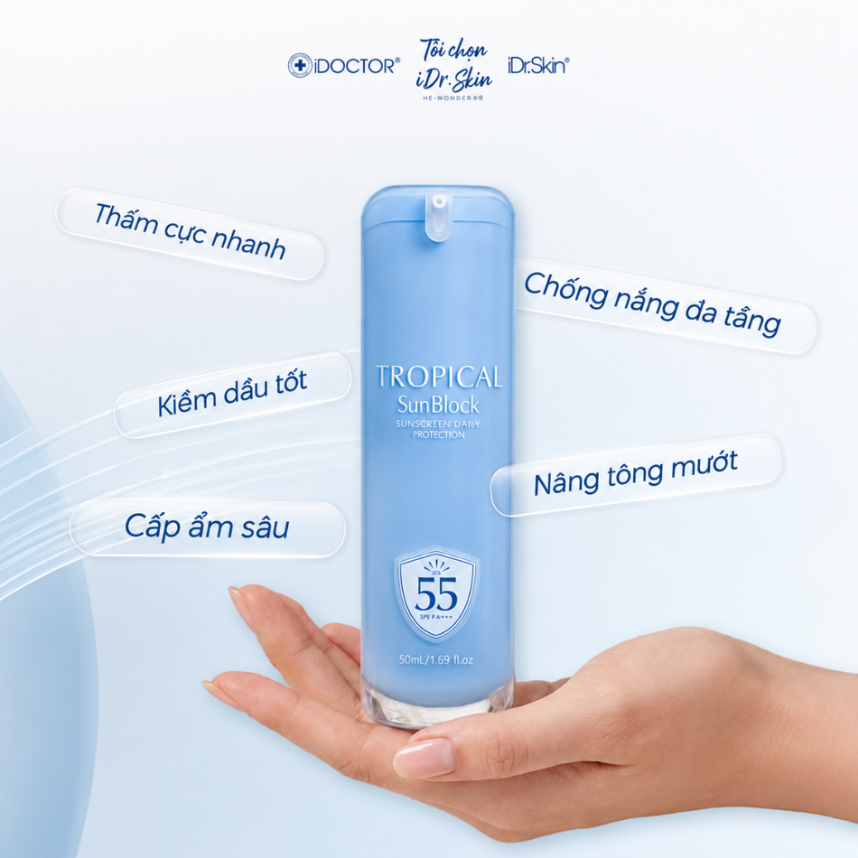 Kem chống nắng phổ rộng iDr.Skin SPF 55 & PA +++ Tropical Sunblock