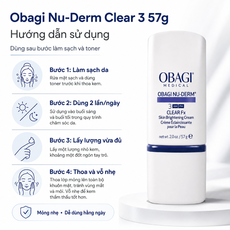 Kem điều trị nám tàn nhang đồi mồi số 3 Obagi Nu-Derm Clear 57g