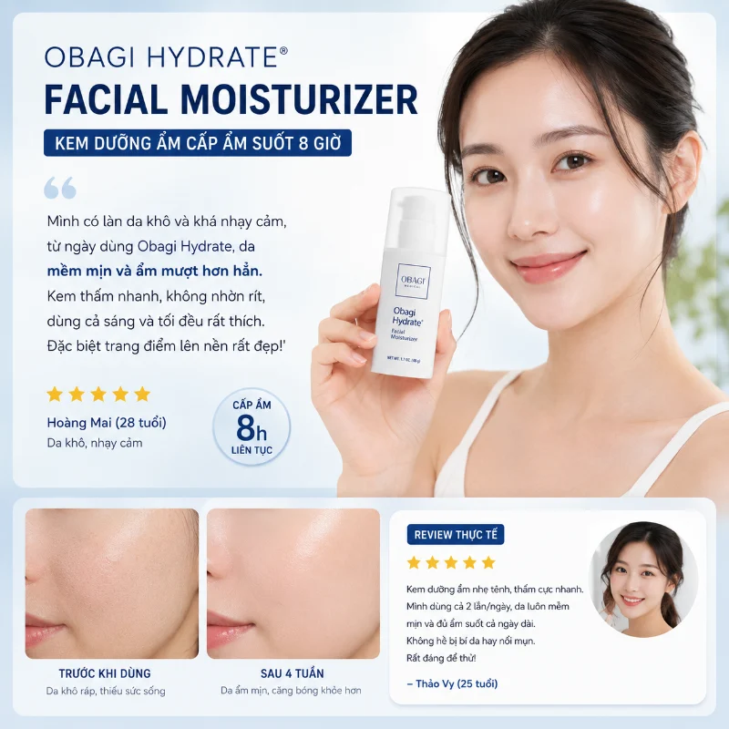 Kem dưỡng ẩm cấp ẩm suốt 8 giờ Obagi Hydrate