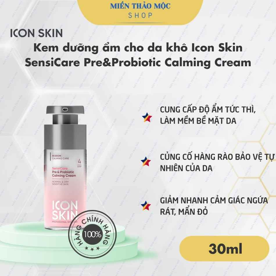Kem dưỡng ẩm cho da khô Icon Skin SensiCare Pre&Probiotic Calming Cream
