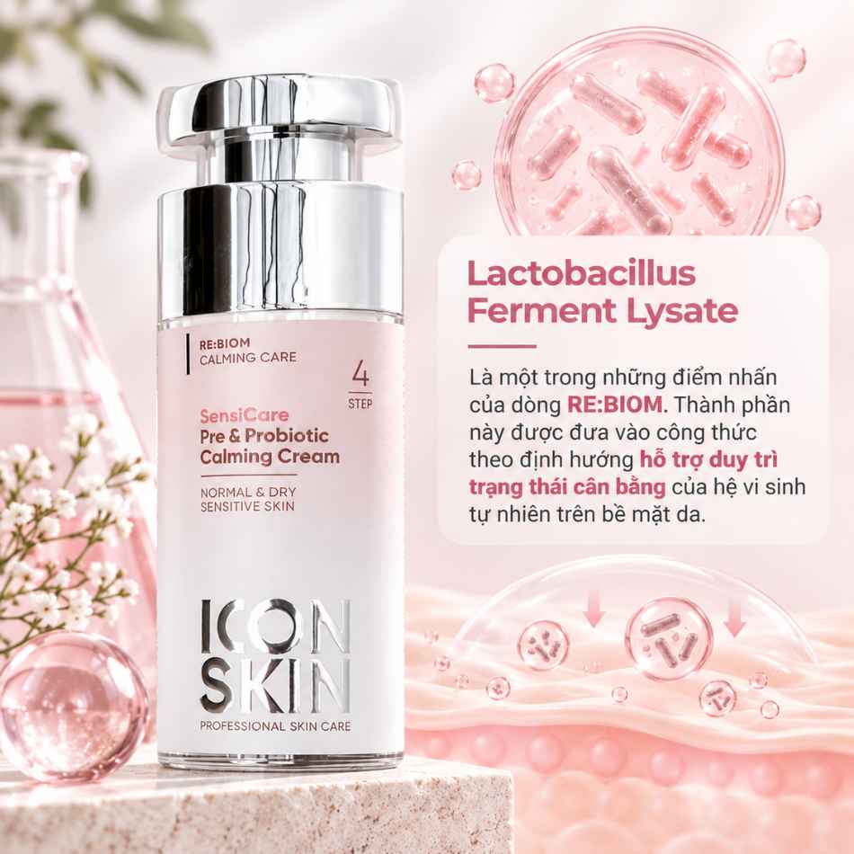 Kem dưỡng ẩm cho da khô Icon Skin SensiCare Pre&Probiotic Calming Cream