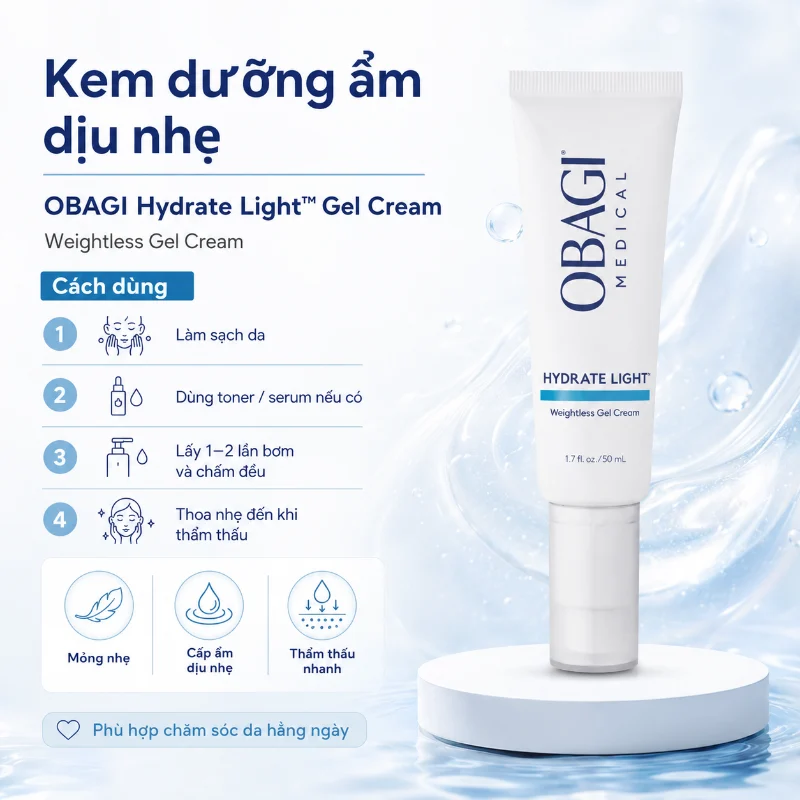Kem dưỡng ẩm dịu nhẹ OBAGI Hydrate Light Gel Cream 50ml