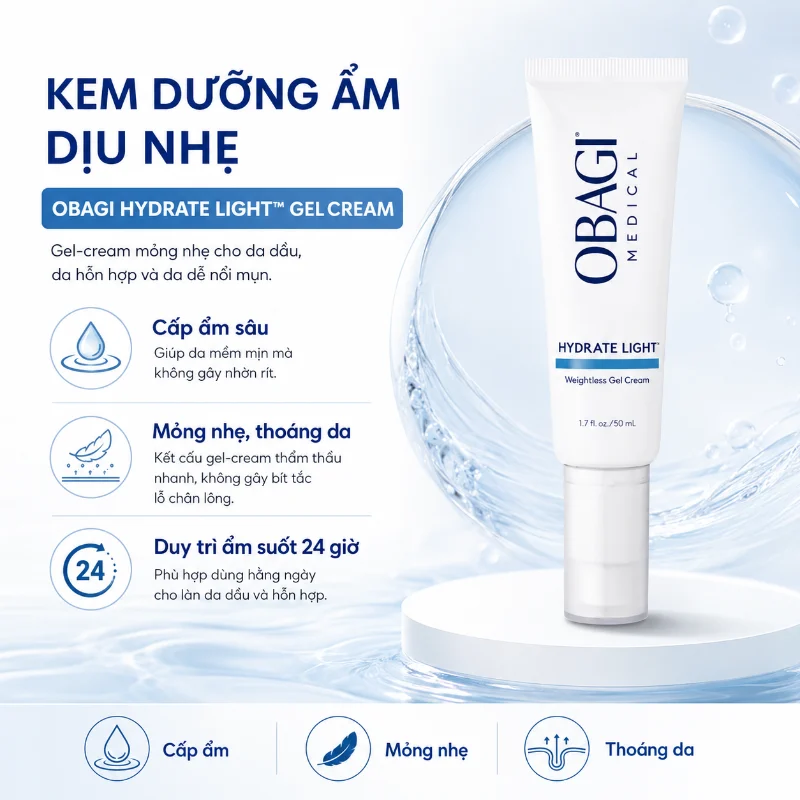 Kem dưỡng ẩm dịu nhẹ OBAGI Hydrate Light Gel Cream 50ml