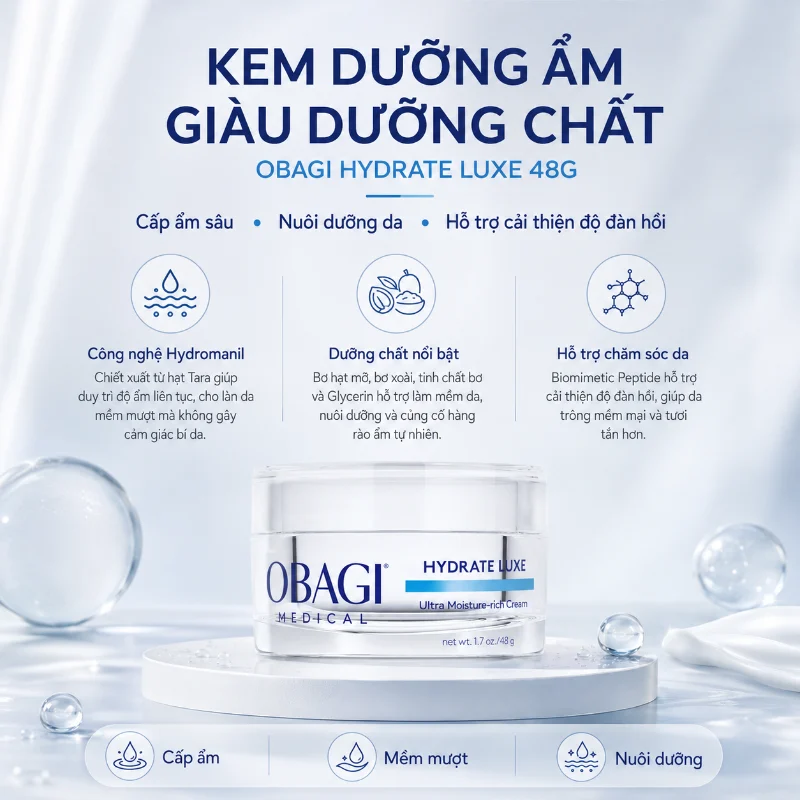 Kem dưỡng ẩm giàu dưỡng chất Obagi Hydrate Luxe Moisture-Rich Cream 48g