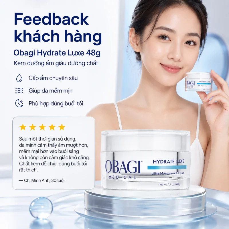 Kem dưỡng ẩm giàu dưỡng chất Obagi Hydrate Luxe Moisture-Rich Cream 48g