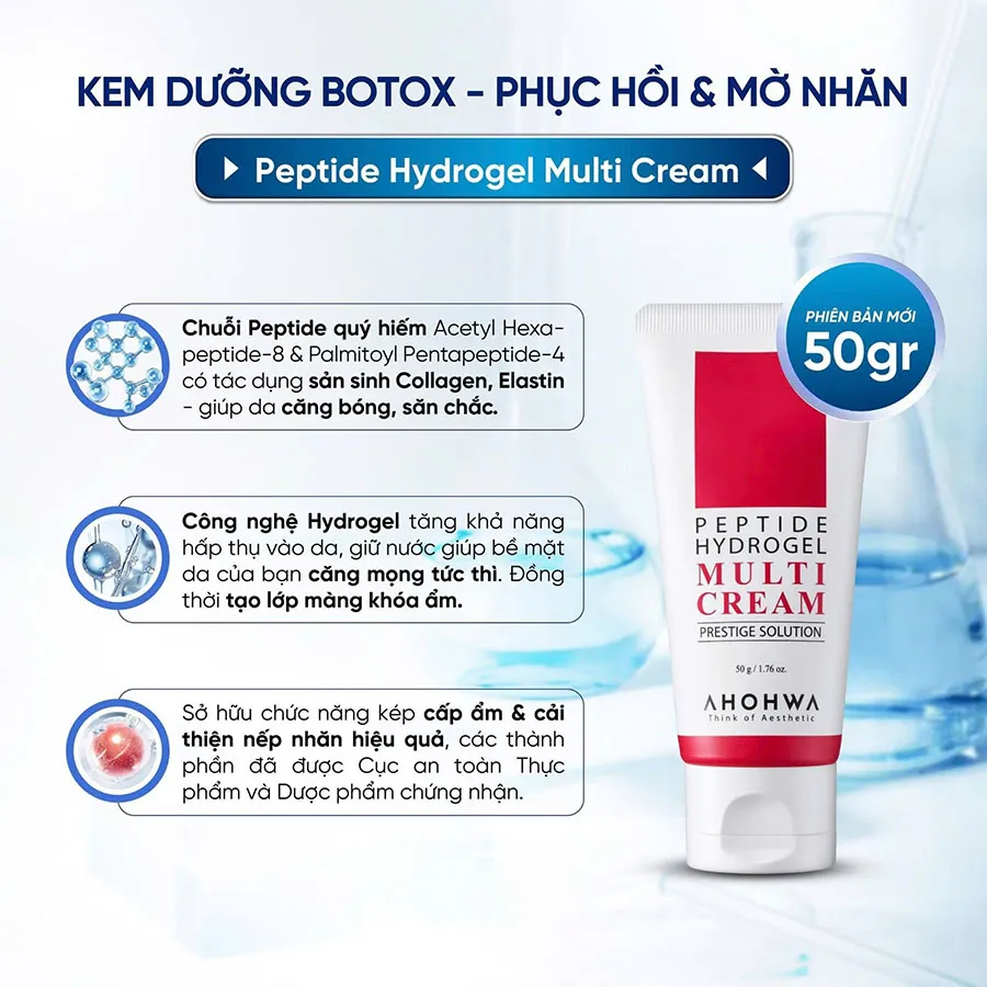 Kem dưỡng botox peptide phục hồi cải thiện nếp nhăn Ahohwa Prestige Solution Peptide Hydrogel Multi Cream