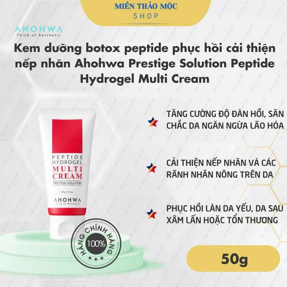 Kem dưỡng botox peptide phục hồi cải thiện nếp nhăn Ahohwa Prestige Solution Peptide Hydrogel Multi Cream