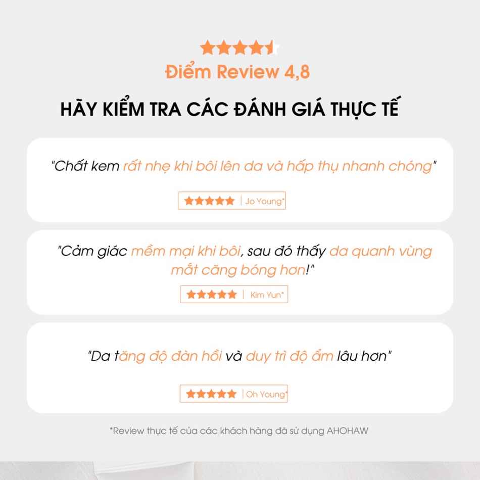 Kem dưỡng cân bằng ẩm cải thiện nếp nhăn vùng quanh mắt Ahohwa Premium Solution Recovery Recharge Eye Cream