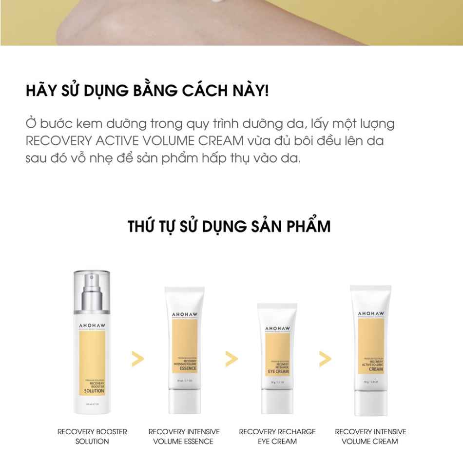 Kem dưỡng cân bằng ẩm phục hồi chống lão hóa Ahohwa Premium Solution Recovery Active Volume Cream