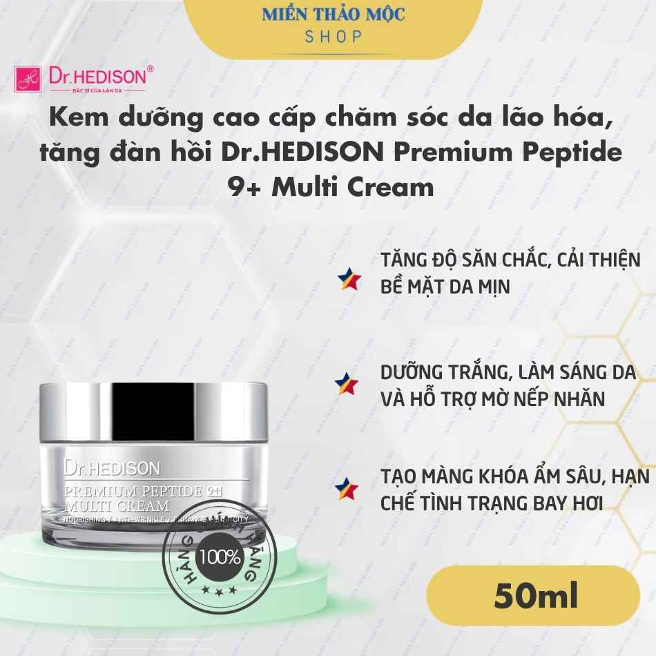 Kem dưỡng cao cấp chăm sóc da lão hóa, tăng đàn hồi Dr.HEDISON Premium Peptide 9+ Multi Cream