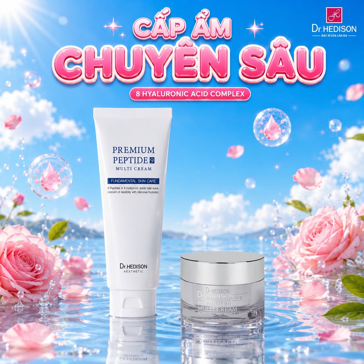 Kem dưỡng cao cấp chăm sóc da lão hóa, tăng đàn hồi Dr.HEDISON Premium Peptide 9+ Multi Cream
