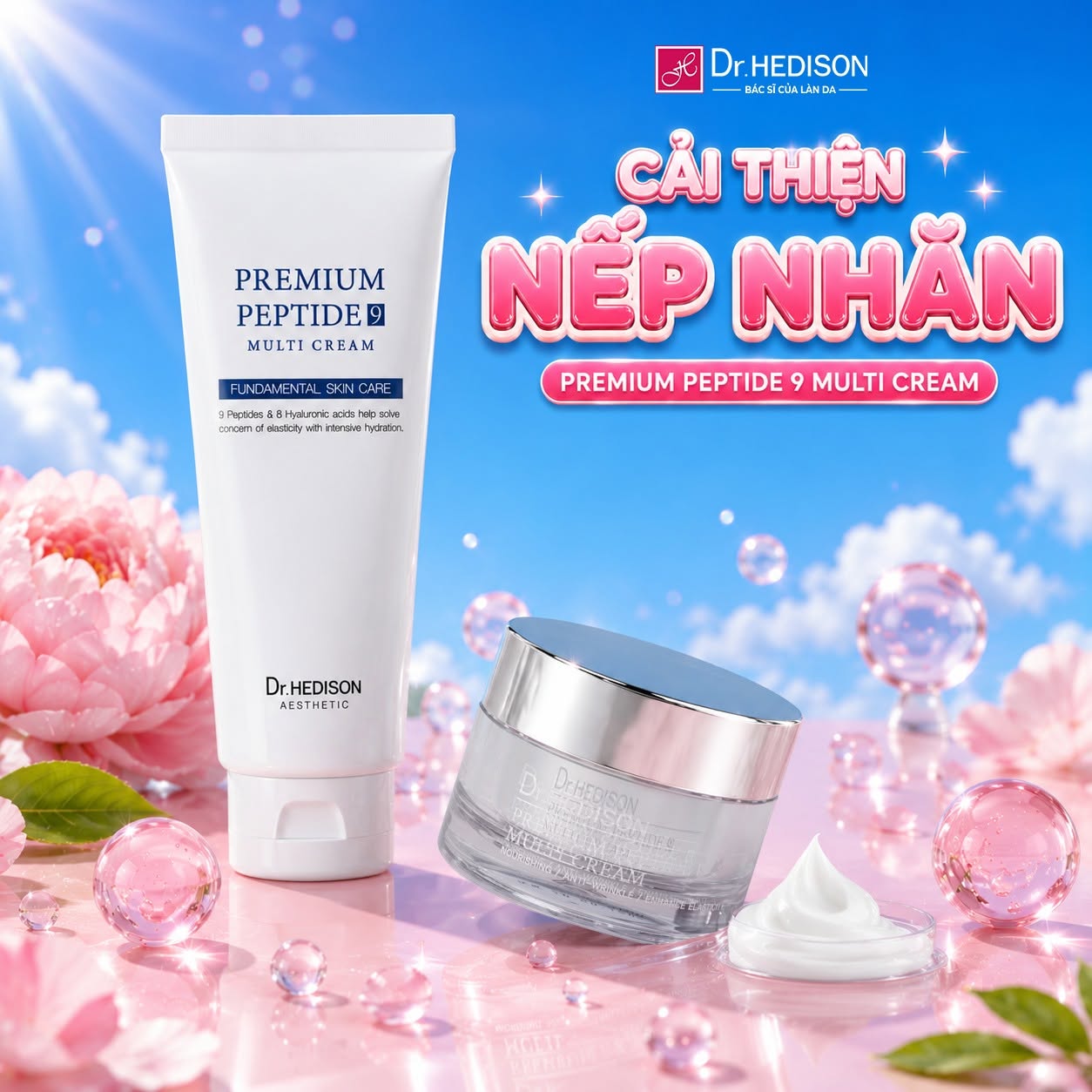 Kem dưỡng cao cấp chăm sóc da lão hóa, tăng đàn hồi Dr.HEDISON Premium Peptide 9+ Multi Cream