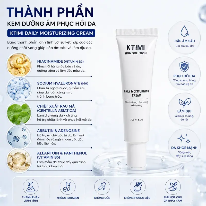 Kem dưỡng ẩm bảo vệ da KTIMI Daily Moisturizing Cream 30g
