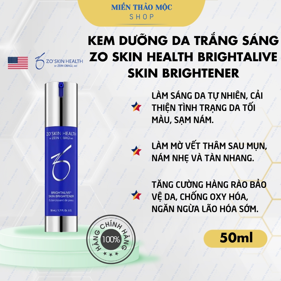 Kem dưỡng da trắng sáng Zo Skin Health Brightalive Skin Brightener