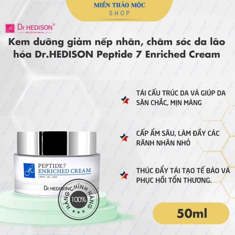 Kem dưỡng giảm nếp nhăn, chăm sóc da lão hóa Dr.HEDISON Peptide 7 Enriched Cream