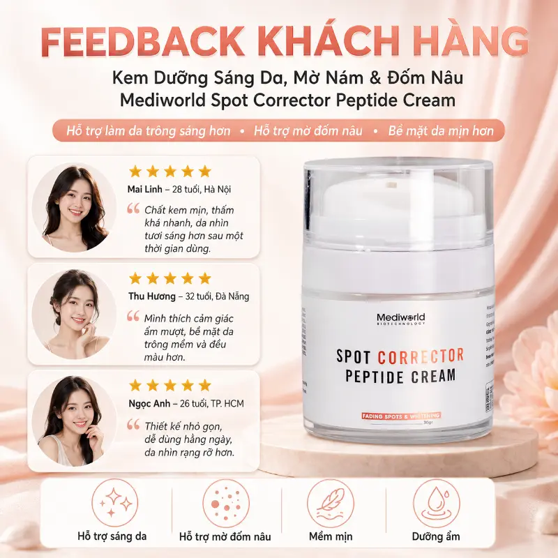 Kem dưỡng làm mờ sạm nám đốm nâu Mediworld Spot Corrector Peptide Cream