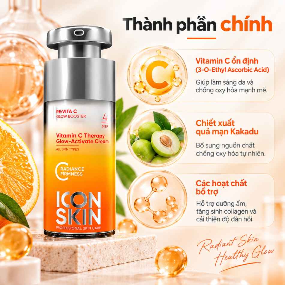 Kem dưỡng làm sáng da Icon Skin Vitamin C Therapy Glow-Active Cream