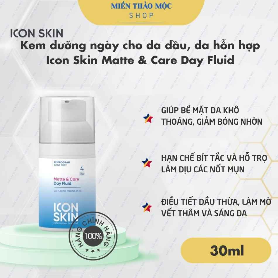 Kem dưỡng ngày cho da dầu, da hỗn hợp Icon Skin Matte & Care Day Fluid