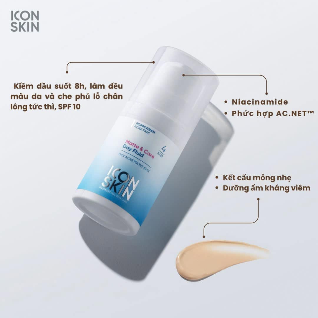 Kem dưỡng ngày cho da dầu, da hỗn hợp Icon Skin Matte & Care Day Fluid