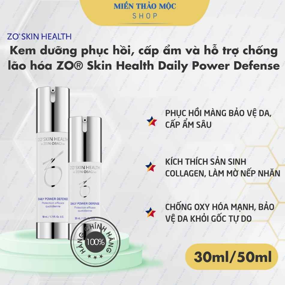 Kem dưỡng phục hồi, cấp ẩm và hỗ trợ chống lão hóa ZO® Skin Health Daily Power Defense