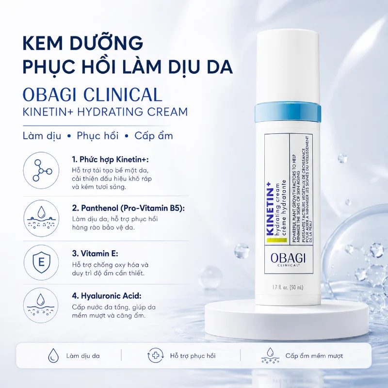 Kem dưỡng phục hồi làm dịu da Obagi Clinical Kinetin+ Hydrating Cream