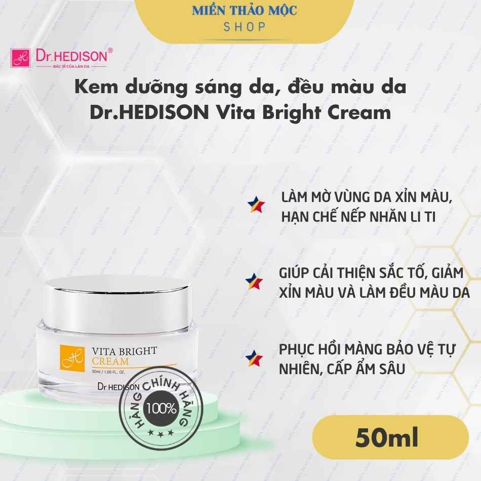 Kem dưỡng sáng da, đều màu da Dr.HEDISON Vita Bright Cream
