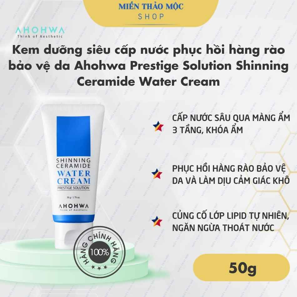 Kem dưỡng siêu cấp nước phục hồi hàng rào bảo vệ da Ahohwa Prestige Solution Shinning Ceramide Water Cream