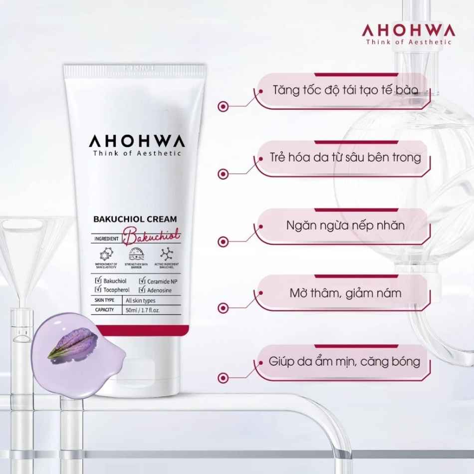 Kem dưỡng tái tạo trẻ hóa giảm nhăn Ahohwa Bakuchiol Cream