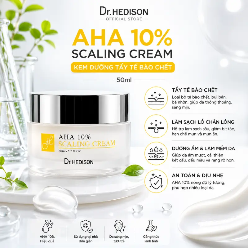 Kem dưỡng tẩy tế bào chết Dr.Hedison AHA 10% Scaling Cream (50ml)