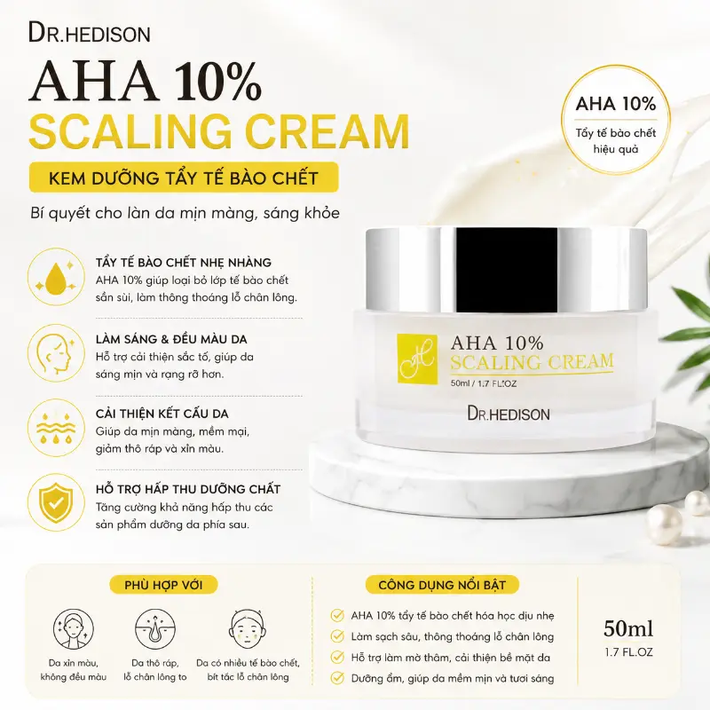 Kem dưỡng tẩy tế bào chết Dr.Hedison AHA 10% Scaling Cream (50ml)