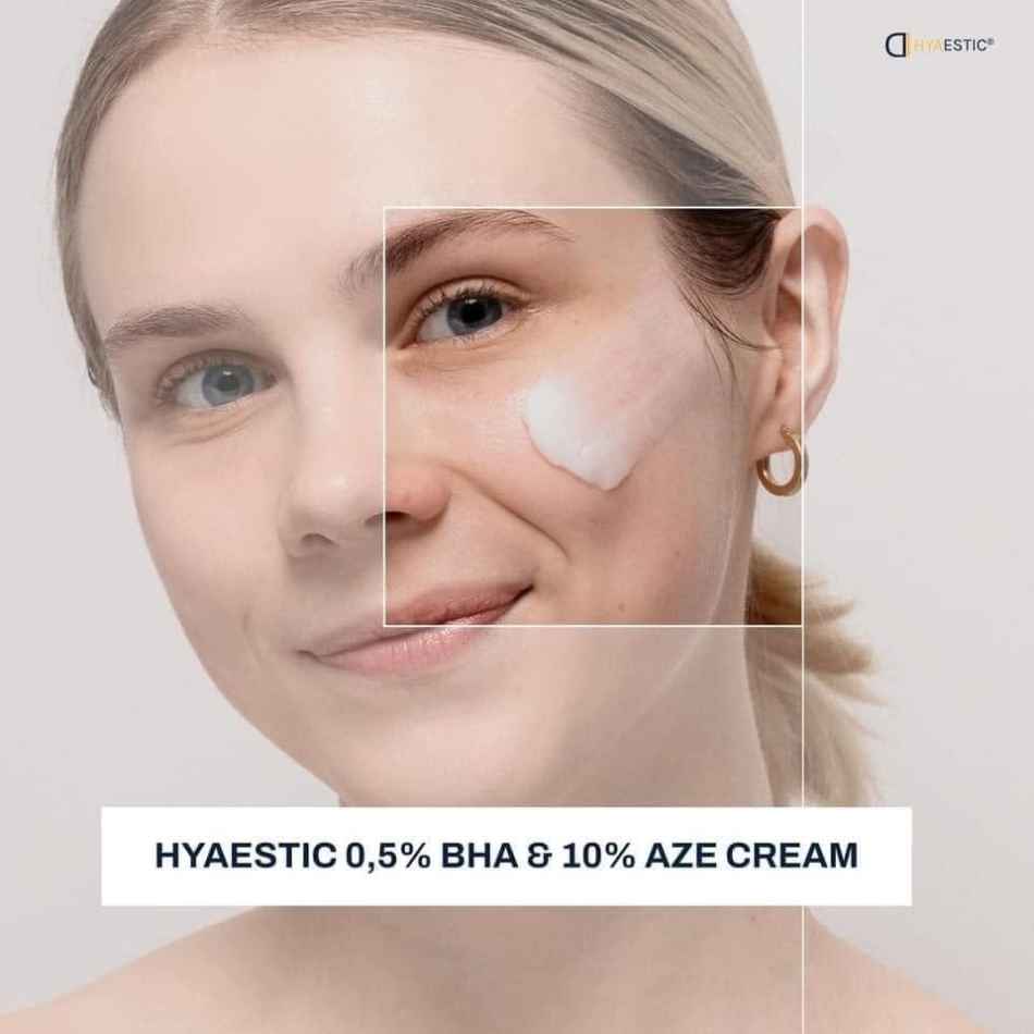 Kem hỗ trợ giảm mụn, cải thiện thâm và da không đều màu Hyaestic 0,5% BHA & 10% Aze Cream