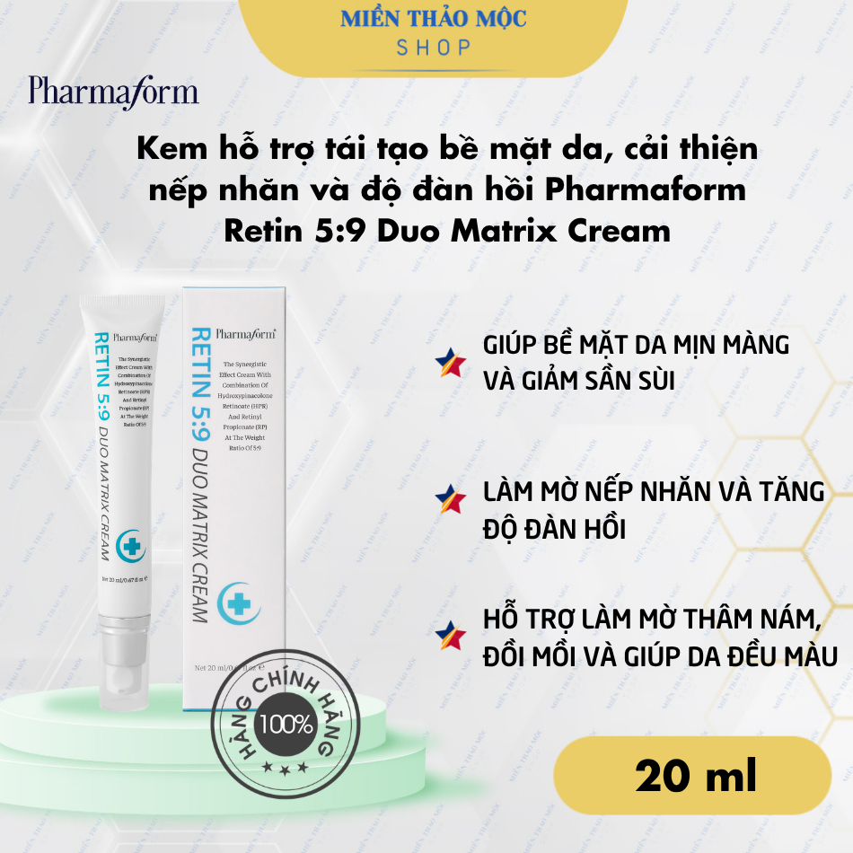 Kem hỗ trợ tái tạo bề mặt da, cải thiện nếp nhăn và độ đàn hồi Pharmaform Retin 5:9 Duo Matrix Cream