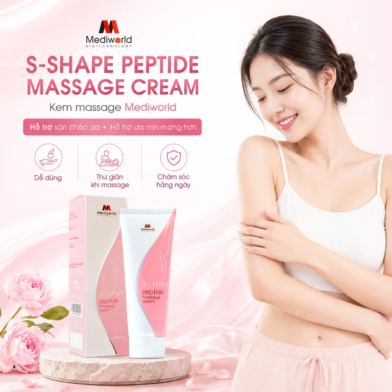 Kem massage hỗ trợ giảm mỡ tình trạng da sần vỏ cam Mediworld S – Shape Peptide Massage Cream 200g