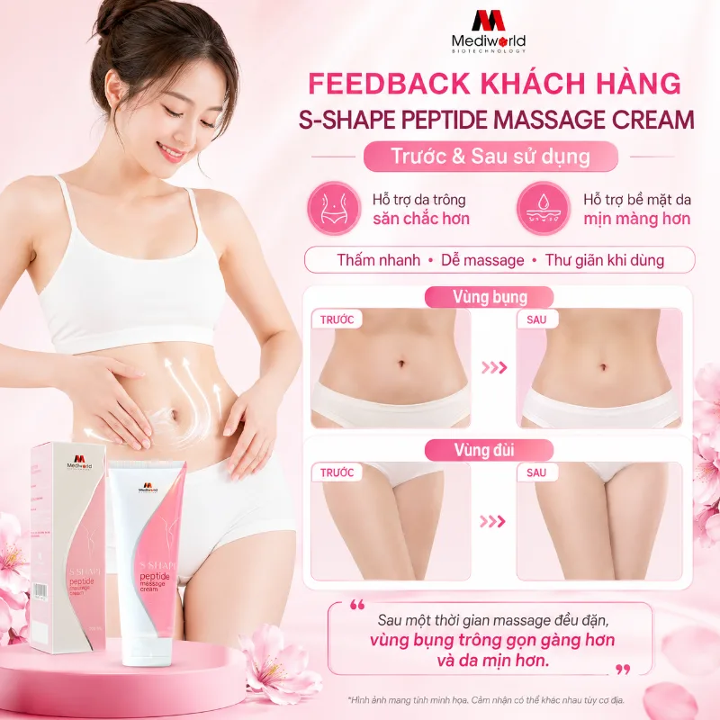 Kem massage hỗ trợ giảm mỡ tình trạng da sần vỏ cam Mediworld S – Shape Peptide Massage Cream 200g