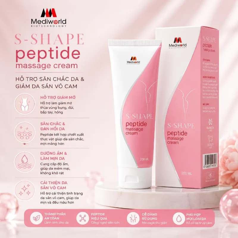 Kem massage hỗ trợ giảm mỡ tình trạng da sần vỏ cam Mediworld S – Shape Peptide Massage Cream 200g