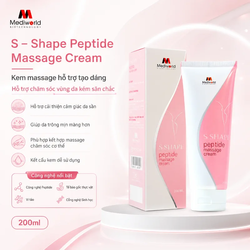 Kem massage hỗ trợ giảm mỡ tình trạng da sần vỏ cam Mediworld S – Shape Peptide Massage Cream 200g
