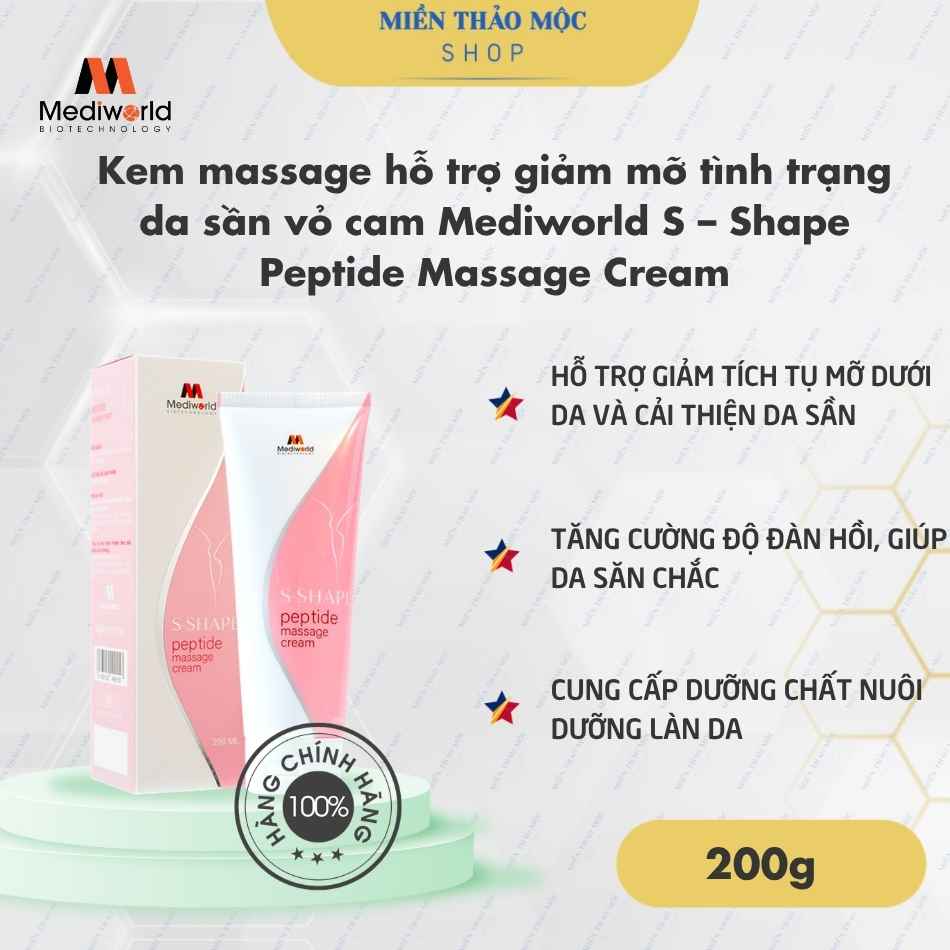 Kem massage hỗ trợ giảm mỡ tình trạng da sần vỏ cam Mediworld S – Shape Peptide Massage Cream