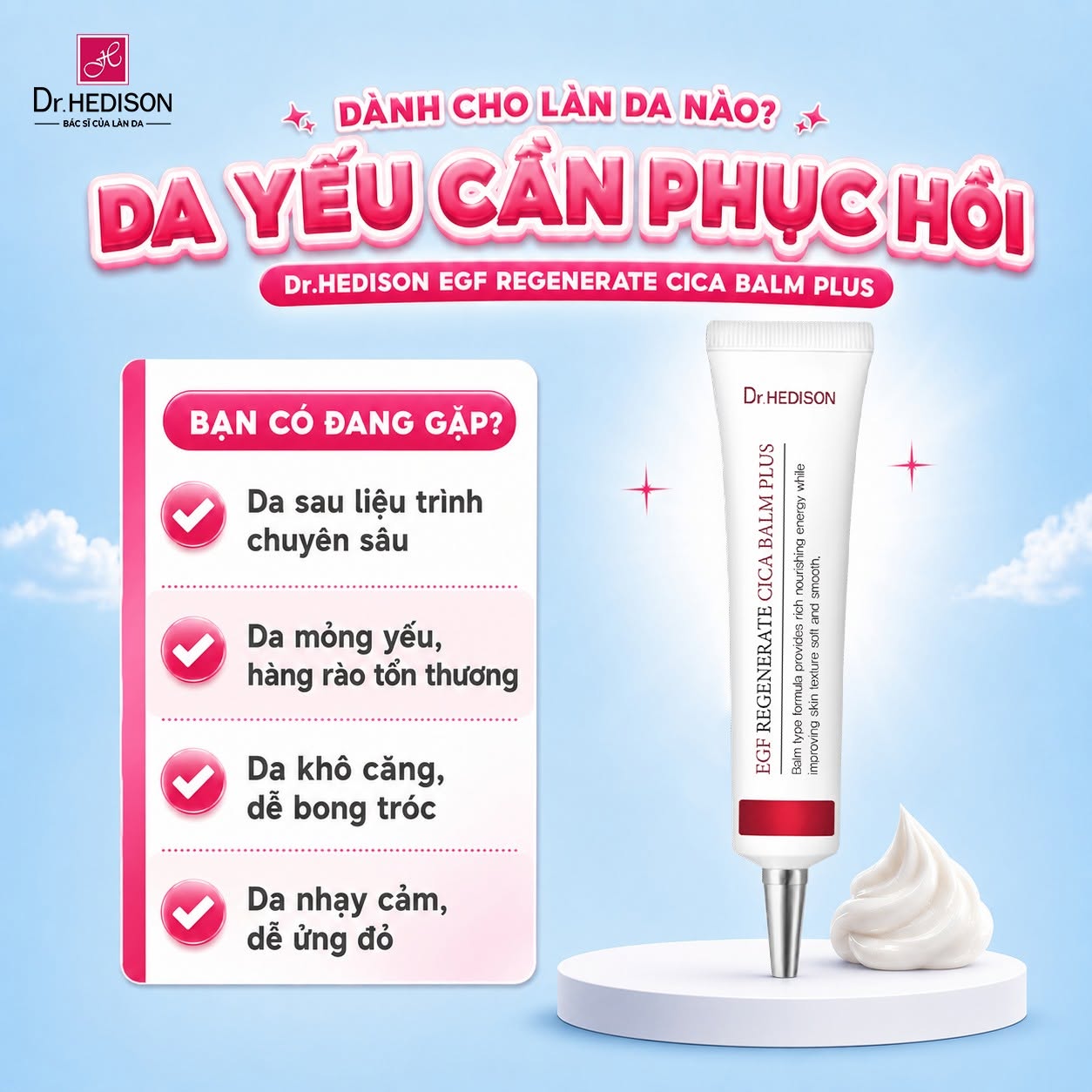 Kem sáp dưỡng phục hồi da cao cấp Dr.HEDISON EGF Regenerate Cica Balm