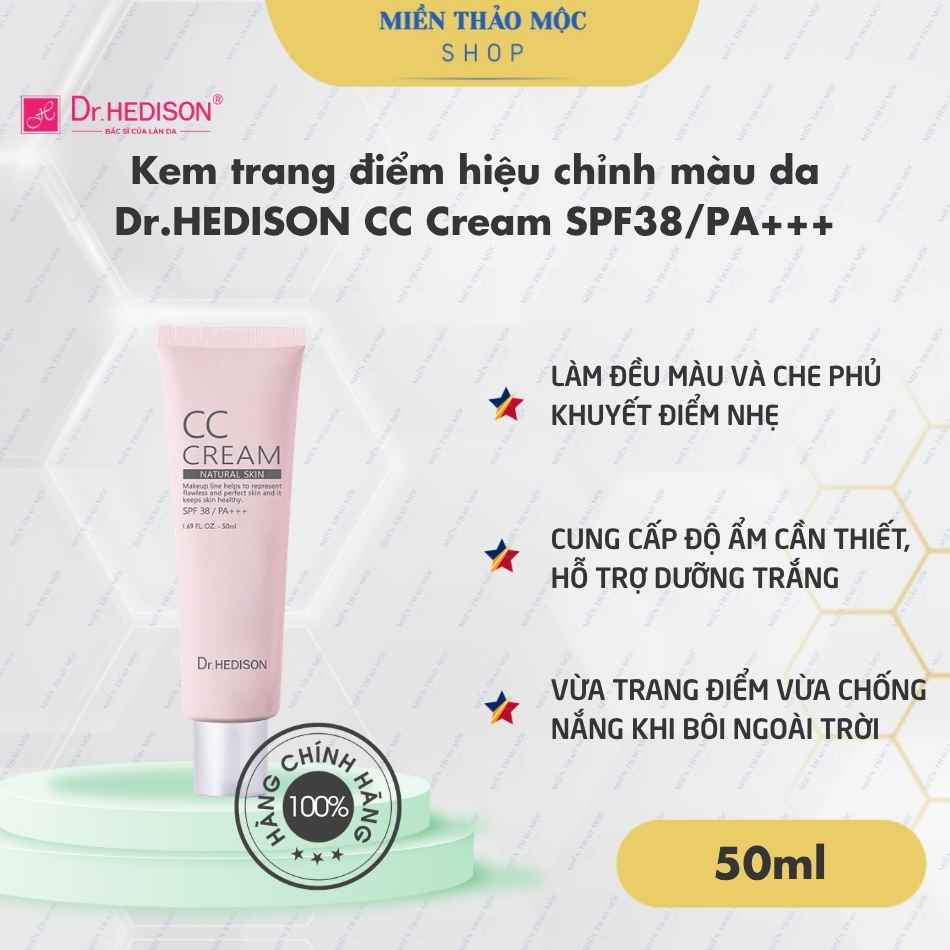 Kem trang điểm hiệu chỉnh màu da Dr.HEDISON CC Cream SPF38/PA+++