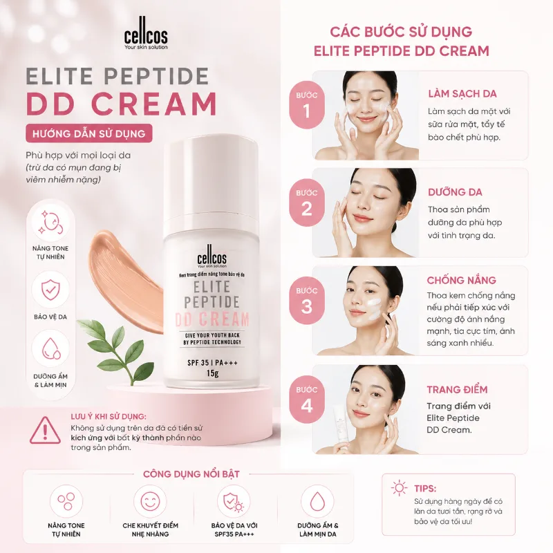 Kem trang điểm nâng tone bảo vệ da Mediworld Elite Peptide DD Cream 15g
