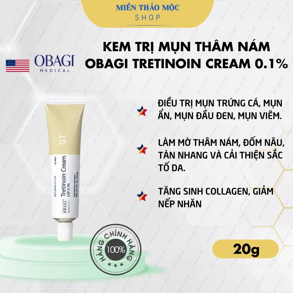 Kem trị mụn thâm nám Obagi Tretinoin Cream 0.1% 20g