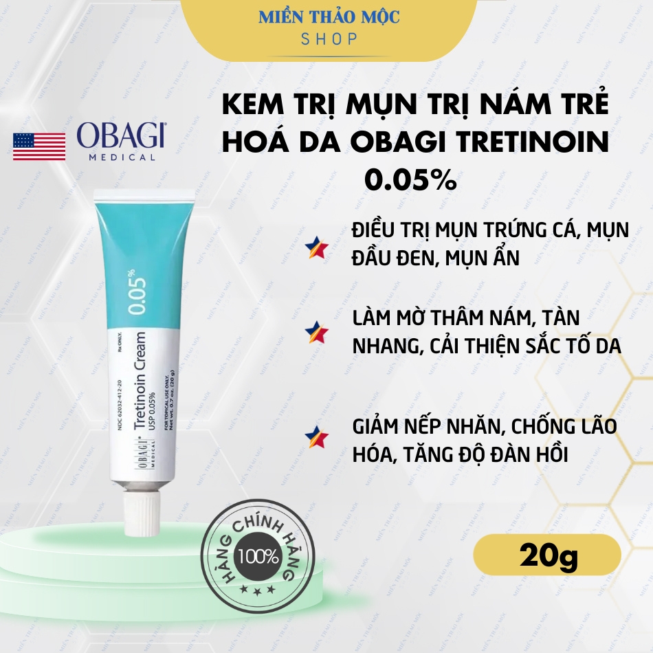 Kem trị mụn trị nám trẻ hoá da OBAGI Tretinoin 0.05% 20g