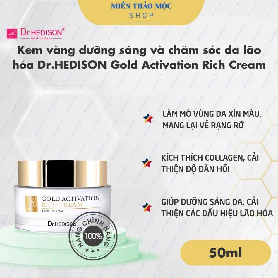Kem vàng dưỡng sáng và chăm sóc da lão hóa Dr.HEDISON Gold Activation Rich Cream