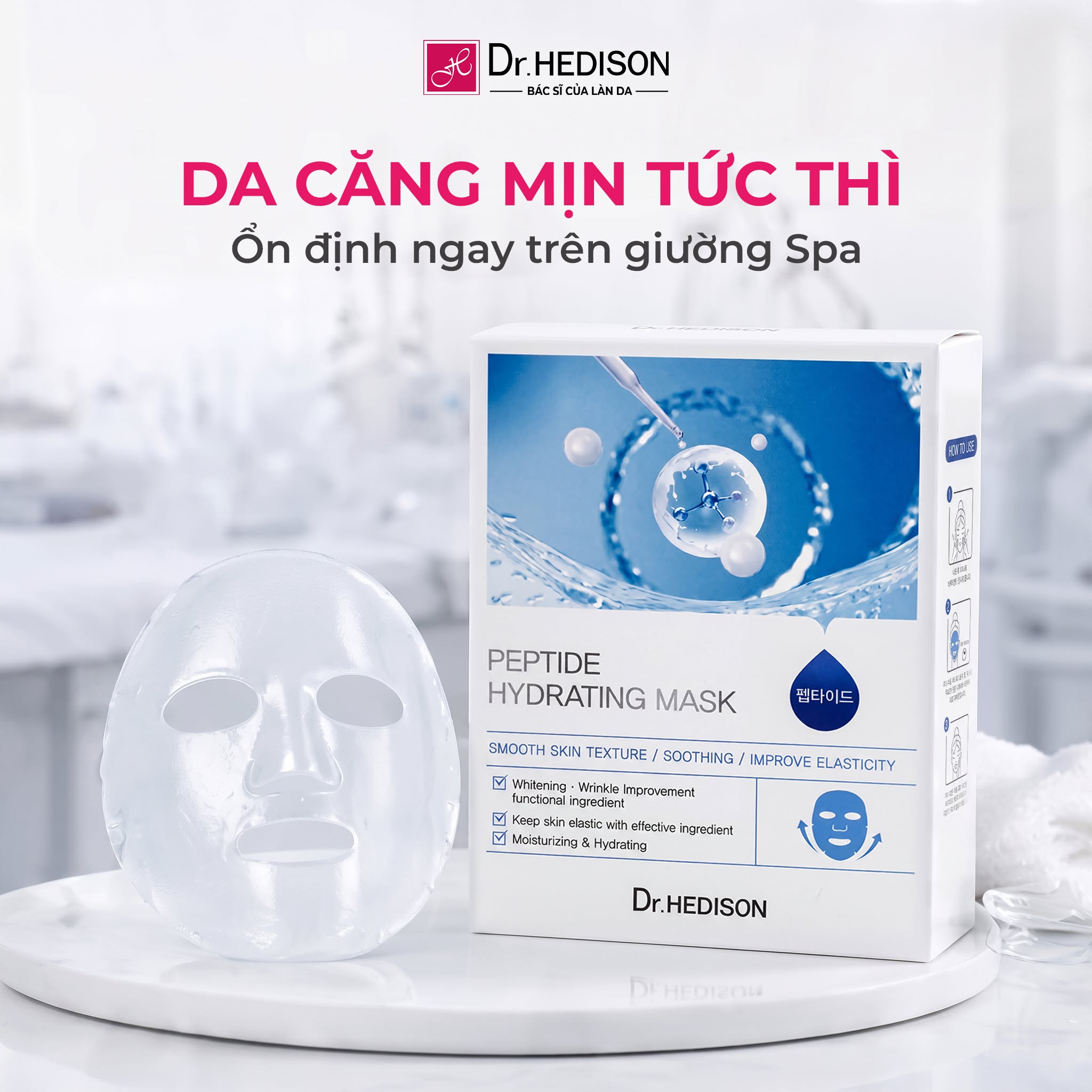 Mặt nạ cấp ẩm, làm dịu và hỗ trợ phục hồi da Dr.HEDISON Peptide Hydrating Mask